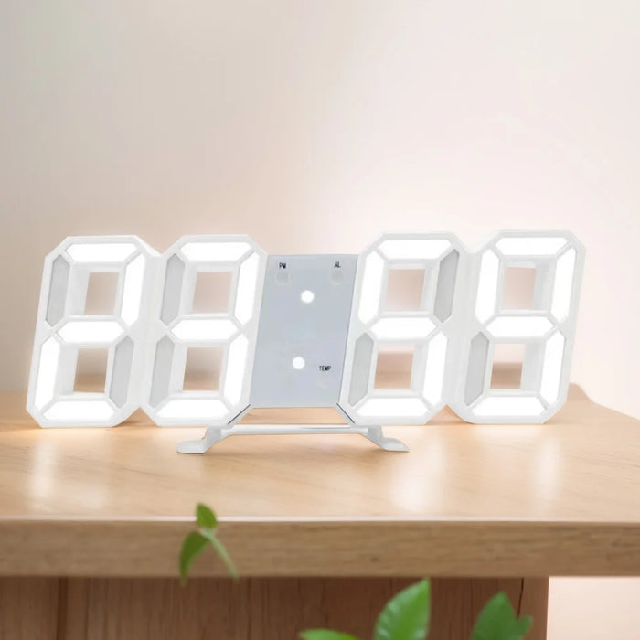 3D LED Digital Wall Clock Desk Alarm Clock Auto Adjustable Brightness 8.4 Inch Hanging Clock USB Powered for Bedroom Living Room