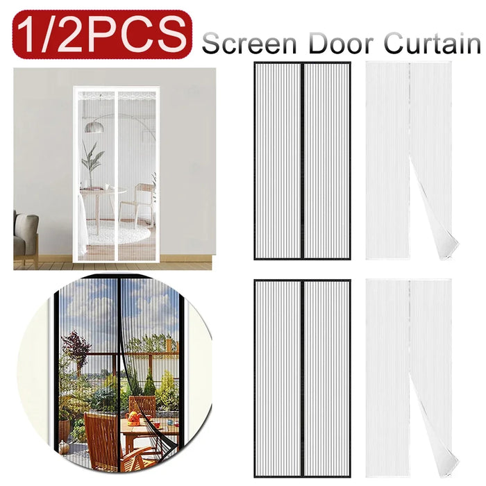 100x210CM Magnetic Screen Door Curtain Automatic Closing Mosquito Net Curtain Pet and Kid Friendly for Balcony Doors Living Room