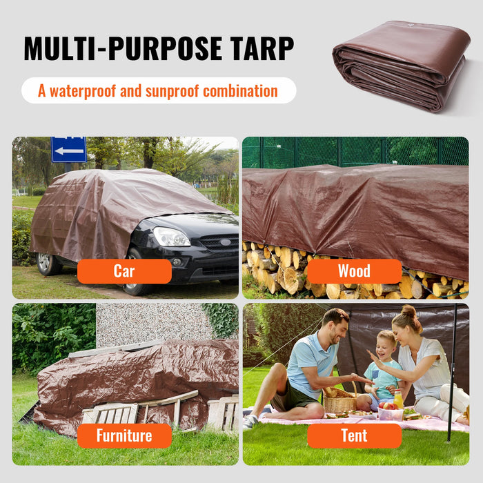 VEVOR Heavy Duty Tarp 16 Mil Thick  Waterproof Tear Proof Poly Plastic Tarps Cover  Multi-Purpose Outdoor Tarpaulin for Truck