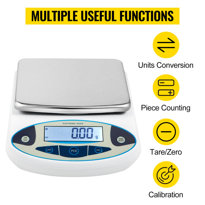 VEVOR Kitchen Scale 5000g x 0.01g Lab Analytical Balance W/ LCD Backlit Screen Digital Weight Mini Precision Pocket Electronic