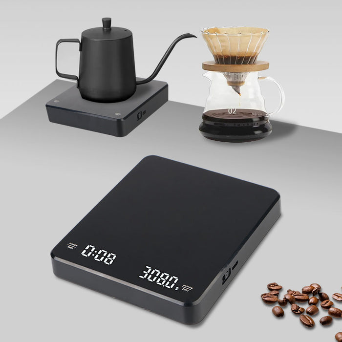 With Timing Digital Display Electronic Scale USB Charging Touch Key Coffee Scale Bakery Electronic Scale 3kg/0.1g