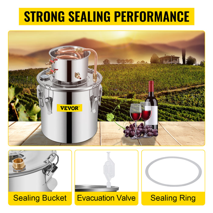 VEVOR 3 5 8 Gal Alcohol Distiller Machine Moonshine Apparatus Beer Brewing Equipment DIY Wine Dispenser Kit for Home Appliance