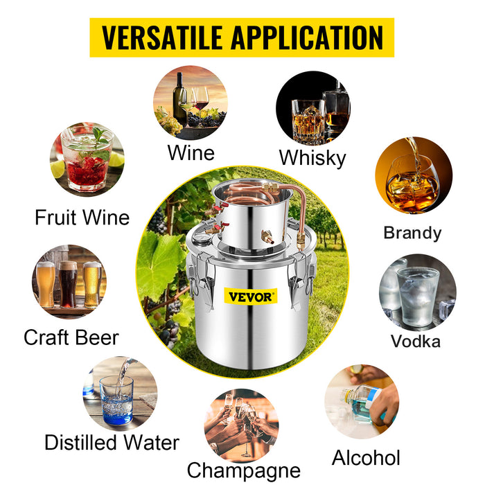 VEVOR 3 5 8 Gal Alcohol Distiller Machine Moonshine Apparatus Beer Brewing Equipment DIY Wine Dispenser Kit for Home Appliance