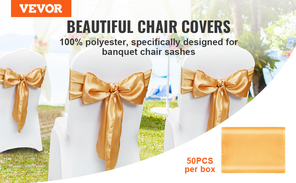 VEVOR 50pcs Spandex Chair Sashes Bands Stretch Chair Ties Bows Elastic Chair Bands for Wedding Party Holiday Banquet Decoration